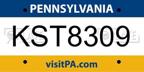 KST8309 Pennsylvania License Plate