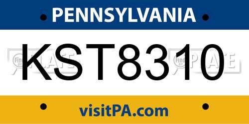 KST8310 Pennsylvania License Plate