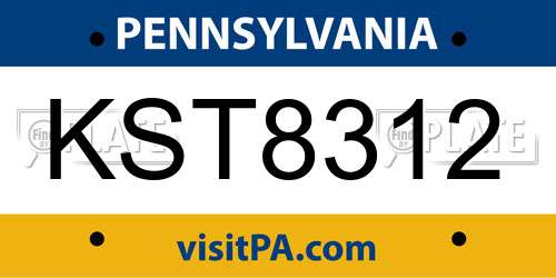 KST8312 Pennsylvania License Plate