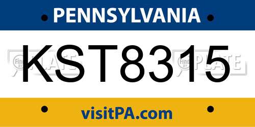 KST8315 Pennsylvania License Plate