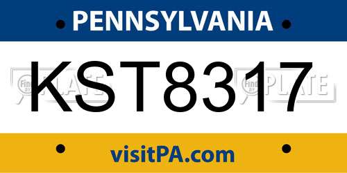 KST8317 Pennsylvania License Plate