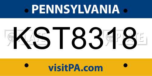 KST8318 Pennsylvania License Plate