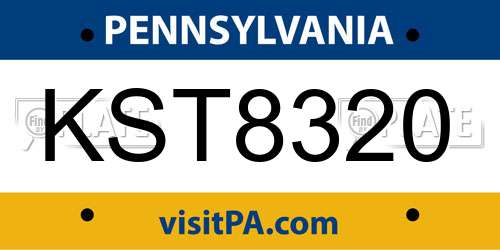 KST8320 Pennsylvania License Plate