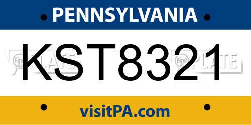 KST8321 Pennsylvania License Plate