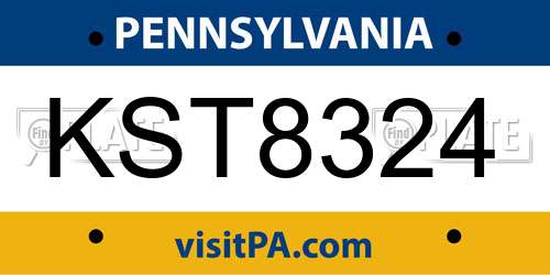 KST8324 Pennsylvania License Plate