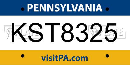 KST8325 Pennsylvania License Plate