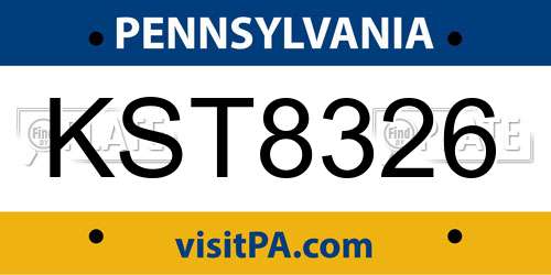 KST8326 Pennsylvania License Plate