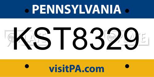 KST8329 Pennsylvania License Plate