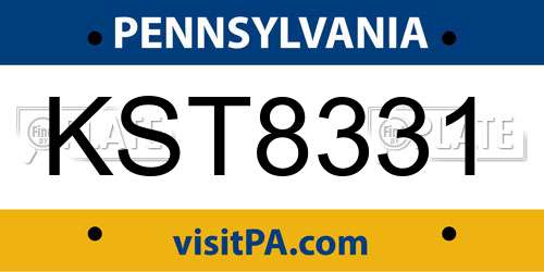 KST8331 Pennsylvania License Plate