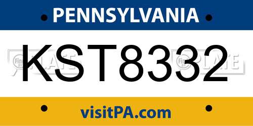 KST8332 Pennsylvania License Plate