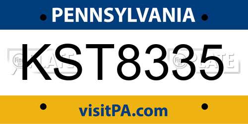 KST8335 Pennsylvania License Plate