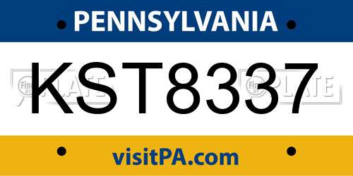 KST8337 Pennsylvania License Plate