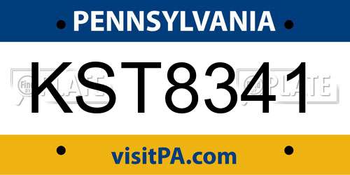 KST8341 Pennsylvania License Plate