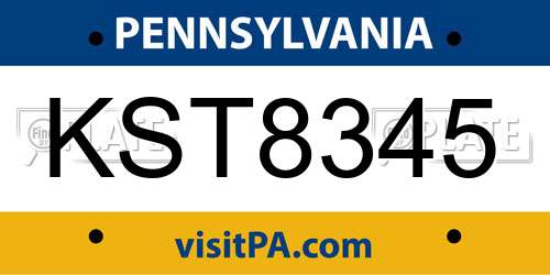 KST8345 Pennsylvania License Plate