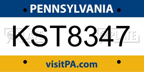 KST8347 Pennsylvania License Plate