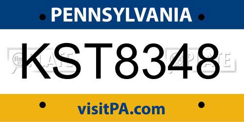 KST8348 Pennsylvania License Plate