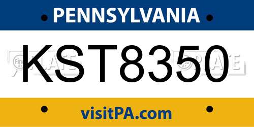 KST8350 Pennsylvania License Plate