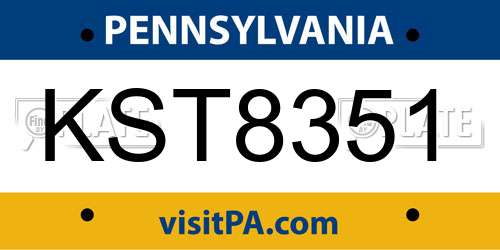 KST8351 Pennsylvania License Plate