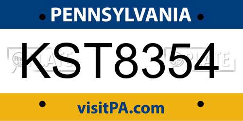 KST8354 Pennsylvania License Plate