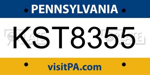 KST8355 Pennsylvania License Plate