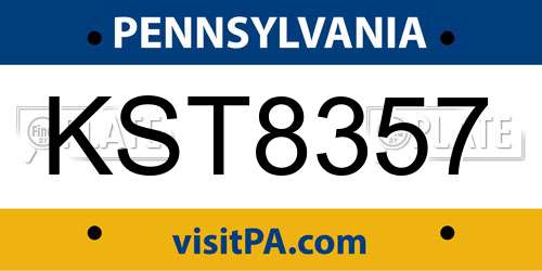 KST8357 Pennsylvania License Plate