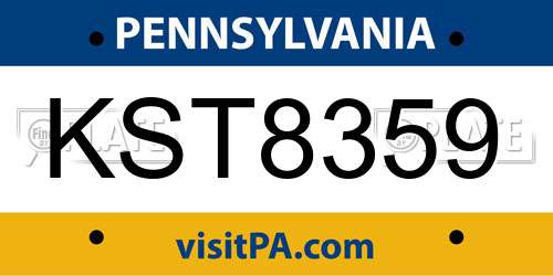 KST8359 Pennsylvania License Plate