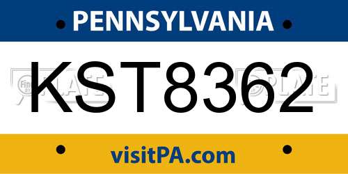 KST8362 Pennsylvania License Plate