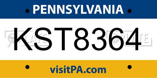 KST8364 Pennsylvania License Plate