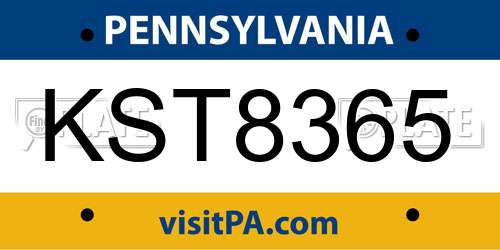 KST8365 Pennsylvania License Plate