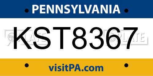 KST8367 Pennsylvania License Plate