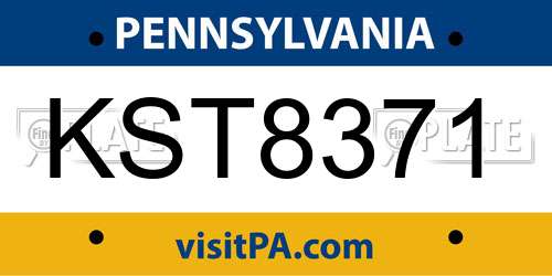 KST8371 Pennsylvania License Plate