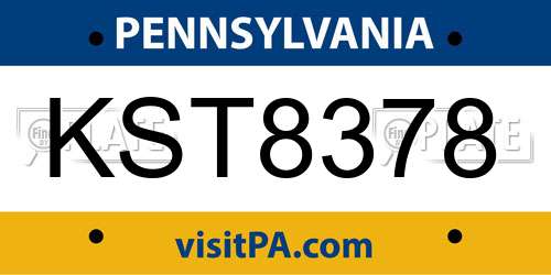 KST8378 Pennsylvania License Plate