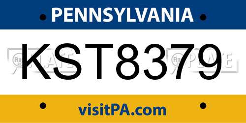 KST8379 Pennsylvania License Plate