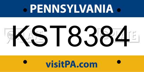 KST8384 Pennsylvania License Plate