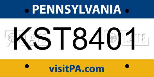 KST8401 Pennsylvania License Plate