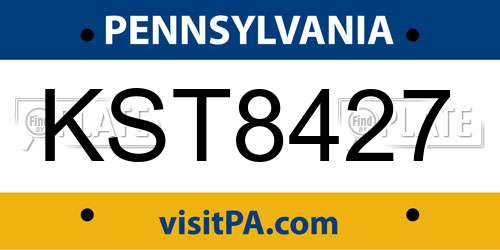 KST8427 Pennsylvania License Plate