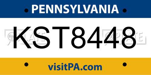 KST8448 Pennsylvania License Plate