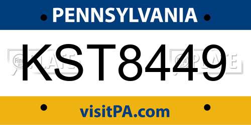 KST8449 Pennsylvania License Plate
