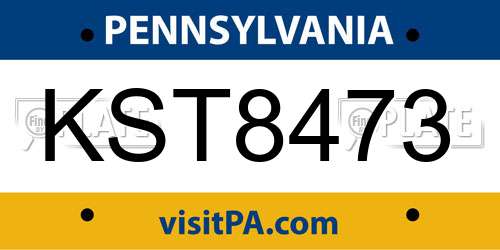 KST8473 Pennsylvania License Plate
