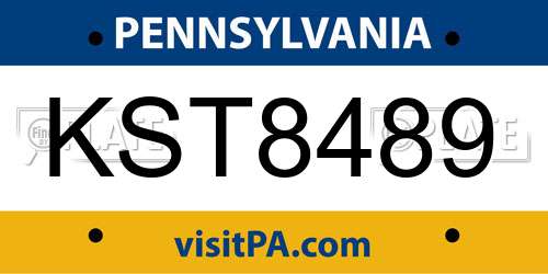 KST8489 Pennsylvania License Plate