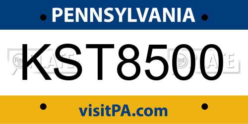 KST8500 Pennsylvania License Plate