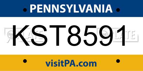 KST8591 Pennsylvania License Plate