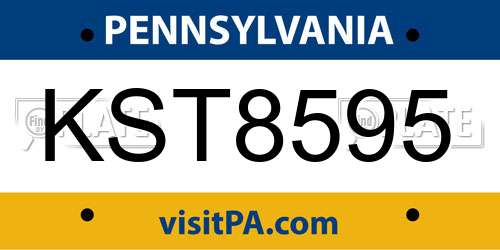 KST8595 Pennsylvania License Plate