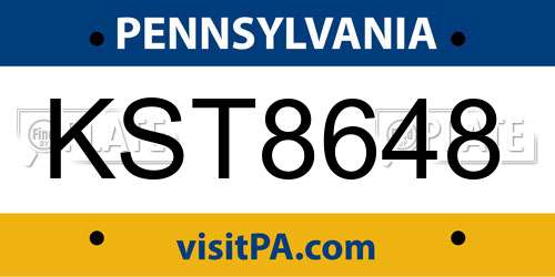 KST8648 Pennsylvania License Plate