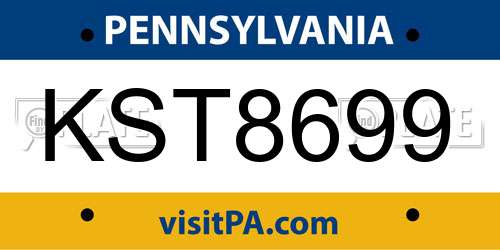 KST8699 Pennsylvania License Plate