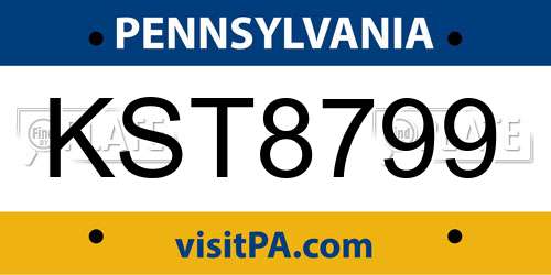 KST8799 Pennsylvania License Plate