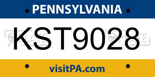 KST9028 Pennsylvania License Plate