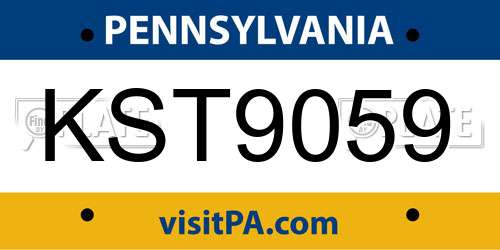 KST9059 Pennsylvania License Plate