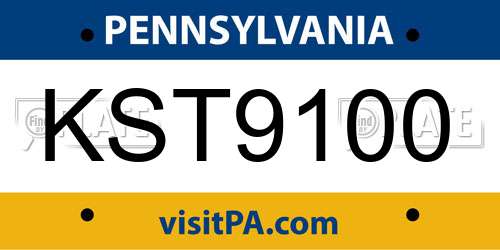 KST9100 Pennsylvania License Plate