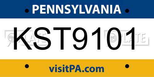 KST9101 Pennsylvania License Plate